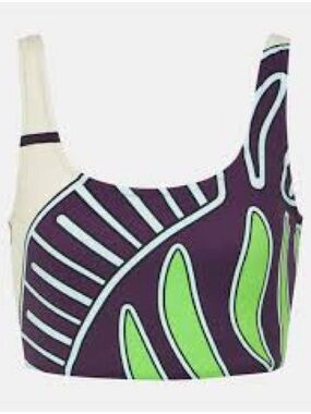 Tory Sport Purple, Lime & Cream Printed Crop Top